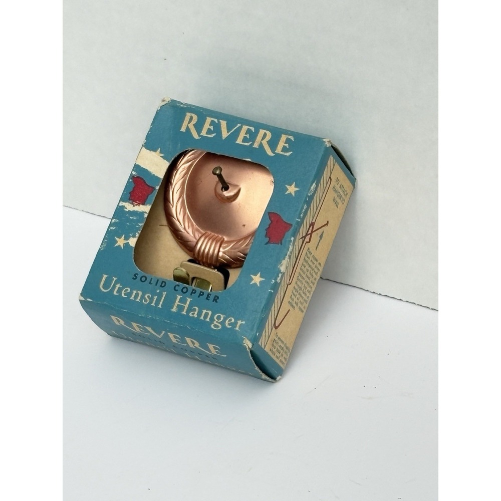 Vintage REVERE Solid Copper Utensil Hanger w/ Box Mid Century - Picture 2 of 9